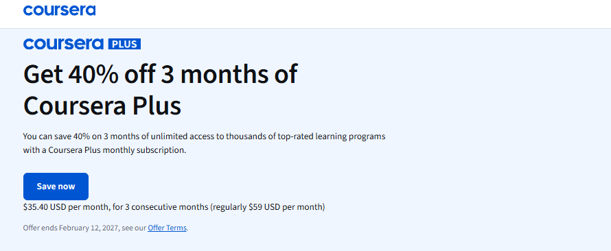 Currently available offers 40% off